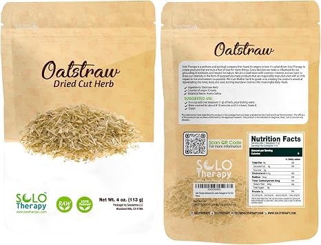 Solo Therapy Oatstraw Dried Cut Herb 4 oz, Avena Sativa, Oatstraw Tea, Resealable Bag, Product from Croatia, Packaged in the USA