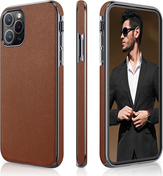 LOHASIC Leather Case for iPhone 11 Pro, Slim Business PU Leather Elegant TPU Bumper Soft Anti-Slip Protective Phone Cover Cases Compatible with iPhone 11 Pro(2019) 5.8"- Brown