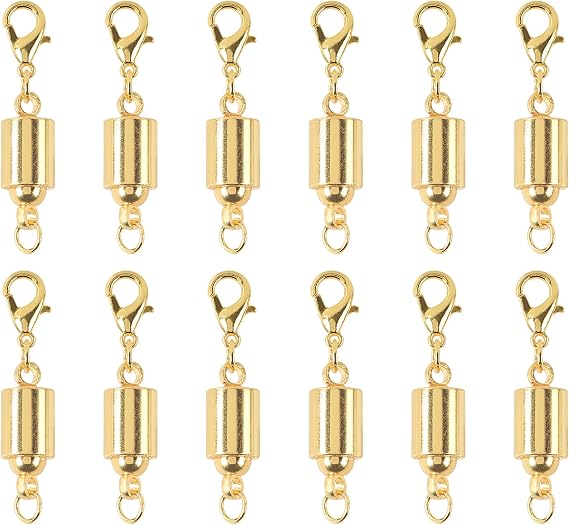 KONMAY 10 Sets Golden Screw-in Magnetic Necklace Clasps, Safety Magnetic Converter Clasps for Jewelry Making