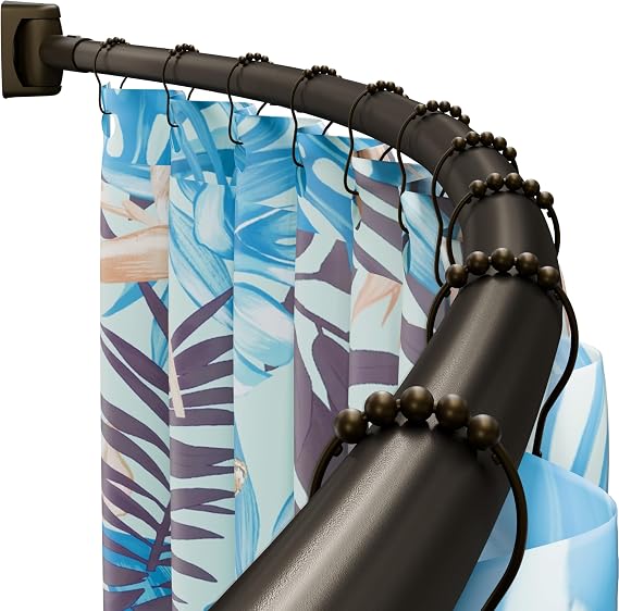 DYHOME Curved Shower Curtain Rod 33-76 inches Adjustable Curved Shower Rod Rustproof Shower Rod Round Shower Curtain Rod for Bathroom, Bathtub, Stall, Stainless Steel, Need to Drill, Bronze