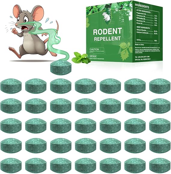 Mouse Rodent Repellent, 36 Pack Peppermint Oil Mouse Traps for Rat Mice, Ant, Roach, Spider, Squirrel, Nature Mouse Deterrent for Indoor Outdoor Use, for Garden & Home, Family & Pet Safe