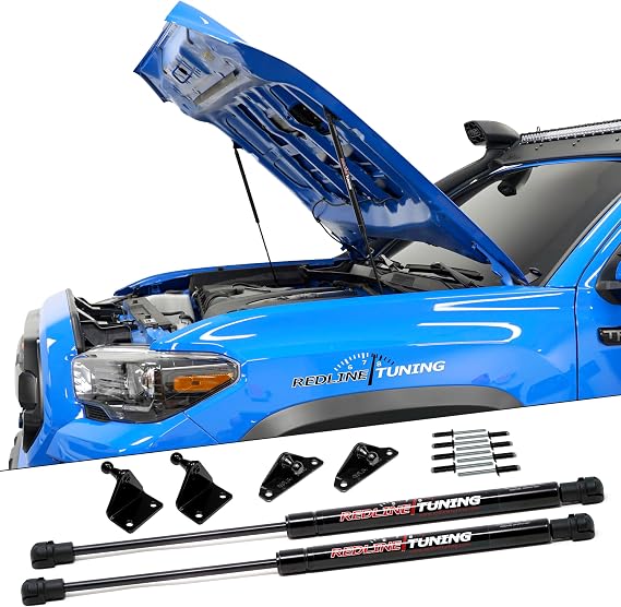 Redline Tuning 21-27016-02 Hood Quicklift Plus System Max Lift (7" Higher) Compatible with Toyota Tacoma 2016-2023 (All Black Components)
