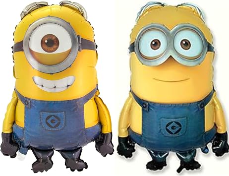 Toyland Pack Of 2 - 75cm (30") Minion Foil Balloons - 1 x Dave & 1 x Stuart Shaped Character Foil Balloons - Children's Party Balloons