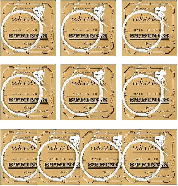 10Pack Nylon Ukulele Strings Replacement Part Accessory for Soprano (21 Inch) Concert (23 Inch) Tenor (26 Inch) Ukulele .024-.028 Gauge