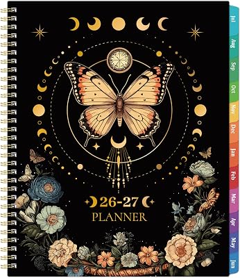 Planner 2026-2027 - Academic Planner, July 2026 - June 2027, 9 x 11, 2026-2027 Planner Weekly and Monthly, Colorful Tabs, Back Pocket, Perfect Daily Organizer - Butterfly