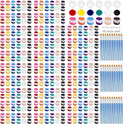 Yihurlm 30 Pack Mini Acrylic Paint, 12 Colors Acrylic Paint Strips with 66 Painting Brushes, Washable Mini Painting Kit for Home Birthday Party Favors Art Supplies 30 Pack
