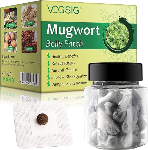 Wormwood Belly Patch, Mugwort Navel Sticker, 40PCS Natural Wormwood Essence Pills and 40PCS Belly Sticker, Moxa Moxibustion Navel Wormwood Sticker Abdomen Patch for Women & Men