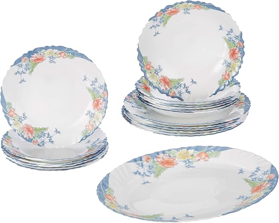 Dajar Arcopal Florine Dinner Set 19 Pieces, White, red, Blue, Yellow, 33 x 33 x 31 cm