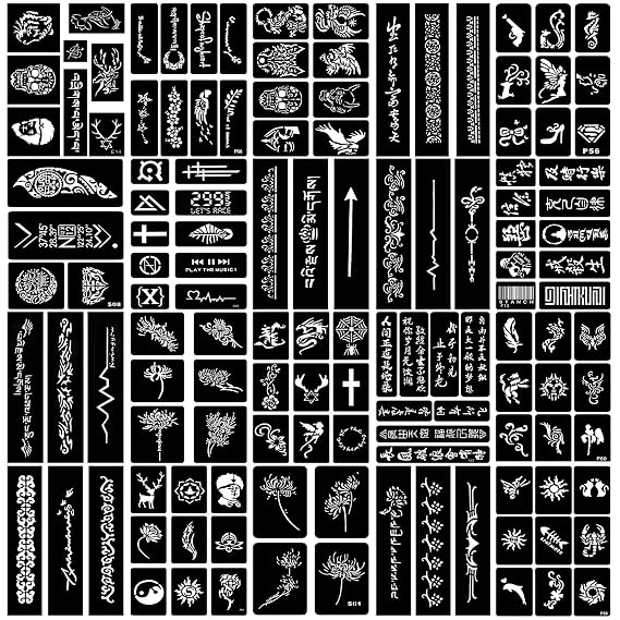 20 Sheets Temporary Tattoo Stencil for Women Girls Kids Boys, Dargon Butterfly Face Body Paint DIY Art Reusable Glitter Tattoos Kit School Show Birthdays Halloween Christmas Party Favor Supplies