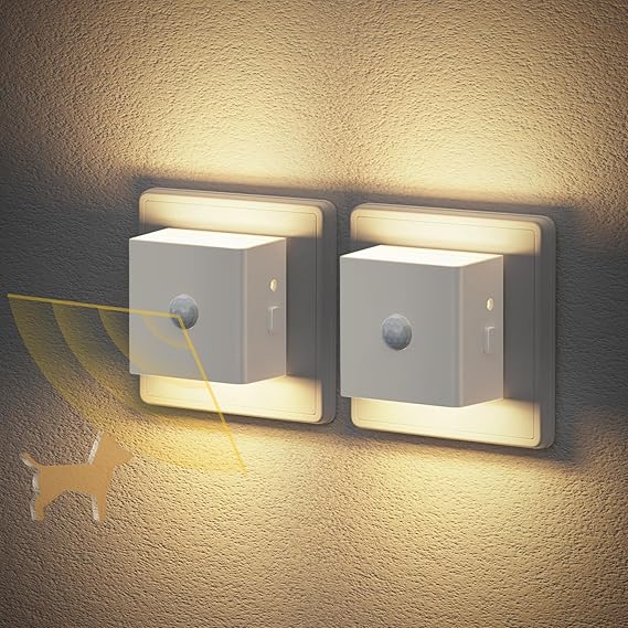 JandCase Night Light with Motion Sensor Light: 2 Pieces Night Light Socket [Energy Class F]