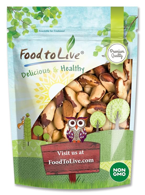 Food to Live - Raw Brazil Nuts, 4 Pounds, Raw, Whole, No Shell, Unsalted, Kosher, Vegan, Keto and Paleo Friendly, Bulk, Good Source of Selenium, Low Sodium and Low Carb Food.