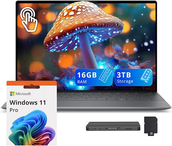 Dell XPS 13 9345, 13.4" 3K OLED Touch Laptop, Snapdragon X Elite X1E-80, 16GB RAM, 3TB Storage (2TB SSD+1TB Docking Station Set), Backlit Keyboard, Fingerprint, Copilot+ PC, Win 11 Pro, Graphite