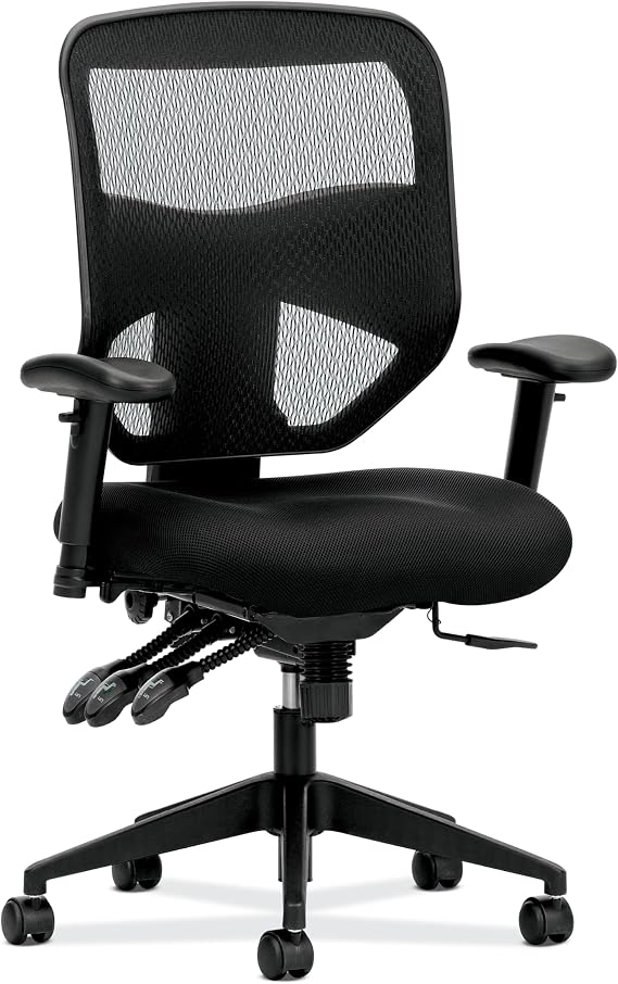 HON Prominent Ergonomic Office Chair, Adjustable Arms, Desk Chair, Black | High back ergonomic desk chair with adjustable arms, rolling seating, advanced tilt office decor for work and productivity