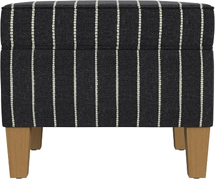 Spatial Order Home Decor | Dinah Collection Modern Storage Ottoman | Ottoman with Storage for Living Room & Bedroom(Black with Boucle Stripe)