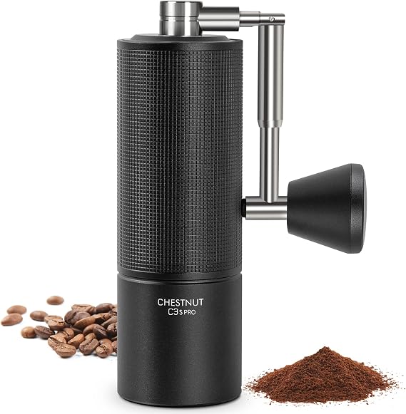 TIMEMORE Chestnut C3S PRO, Coffee Grinder Manual, Upgrade Integrated All-Metal Body, Hand Coffee Grinder with Folding Handle, for Espresso to French Press, Black