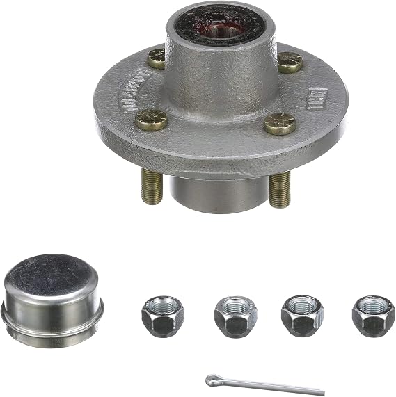 Seachoice Trailer Wheel Hub, 1 in. Axle, 4 Lug, Galvanized, Pregreased,Grey