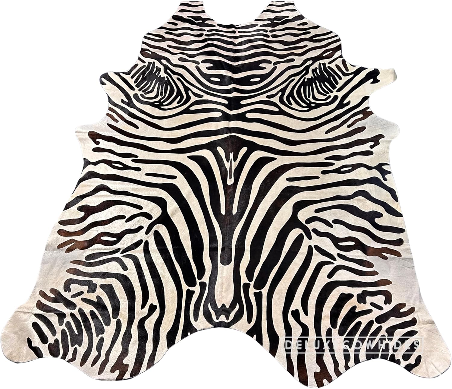 Cowhide Area Rug - Zebra Cowhide Rug Approx 7X6 feet or 213X183cm