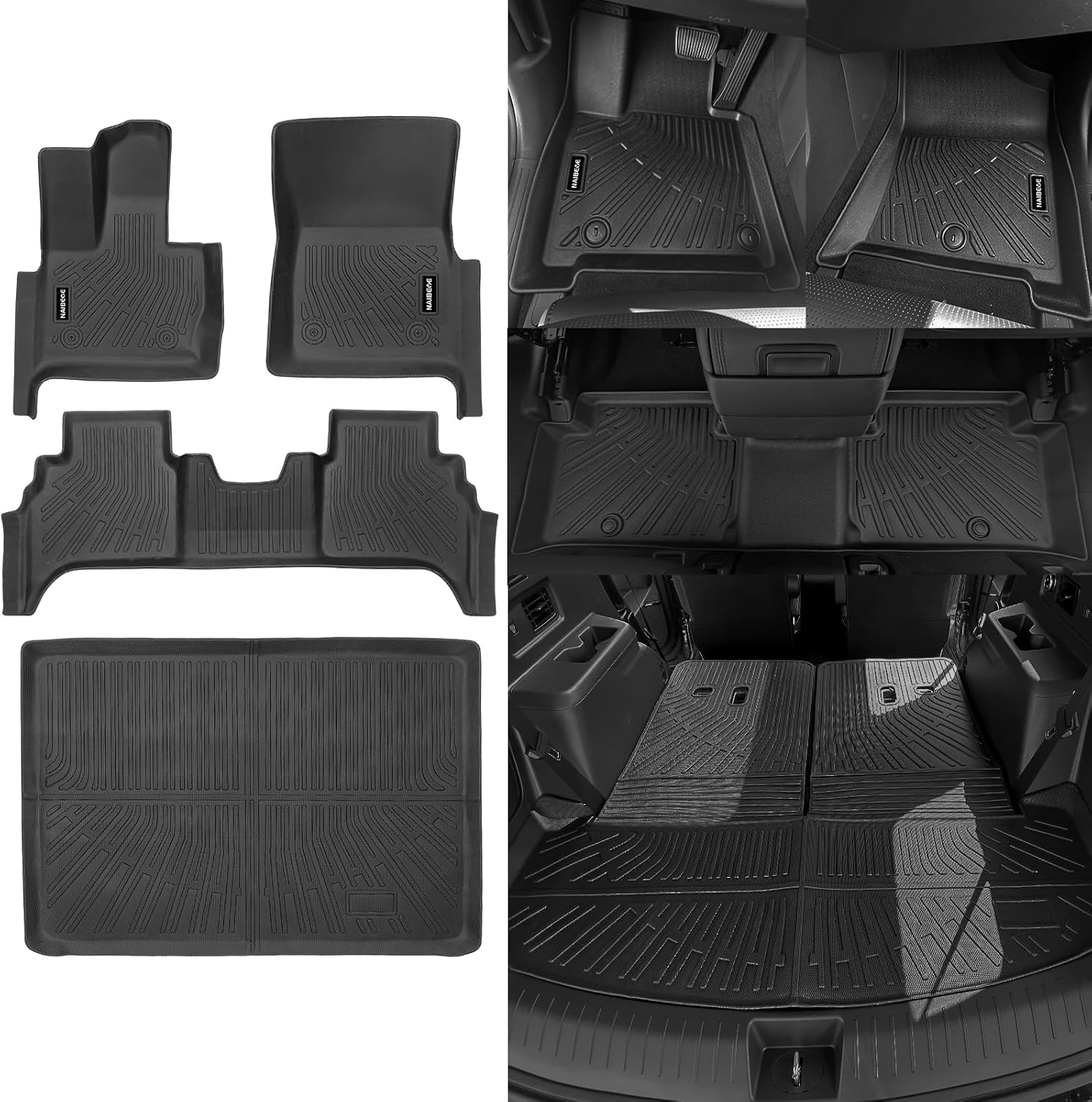 Naibeve Floor Mats for 2019-2024 2025 2026 Mercedes-Benz G Class/G550/G580/AMG G63 SUV- All Weather Custom for G-Class Floor Mats & Cargo Mat & Backrest Mats Waterproof Interior Accessories
