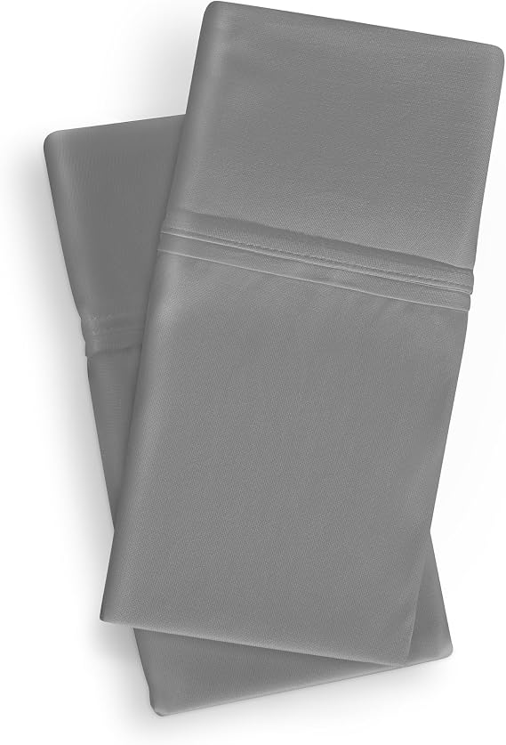 Bedgear Dri-Tec Performance Pillowcase Queen Set of 2 Grey Pillow Cover Moisture Wicking by Dri-Tec Technology Breathable and Fitted Pillowcase