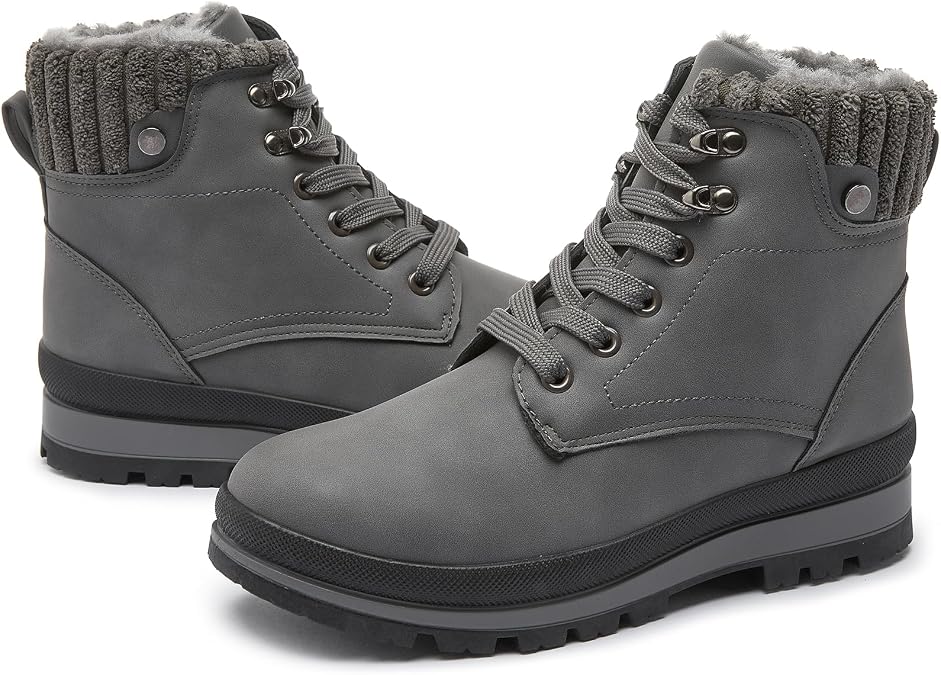 hash bubbie Women's Fuzzy Platform Combat Ankle Snow Boots