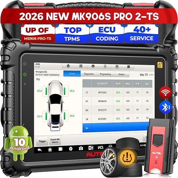 Autel Scanner MaxiCOM MK906S PRO 2-TS: 2026 Up of MaxiSYS MS906 PRO2-TS/ MS906 MAX/ MS906PRO TS, Coding Same as Elite II PRO, Top TPMS Programming Tool, 40+ Services 3000+ Active Tests CAN FD DOIP