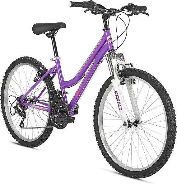 Pacific Mountain Sport Bike, 24 or 26 inch Mountain Bike for Youth and Adults, 18 Speed, Steel Frame, Knobby Tires, Front Suspension Fork, Twist Shifters, Linear Pull Brakes, Youth and Adult Bicycle