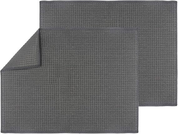 2-Packs 20" x 15" Microfiber Dish Drying Mat for Kitchen Counter-top, Dry Pad for Dishes, Flatware, Dinnerware, Glassware, Drinkware, Serveware, Plate, Tabletop Accessories, Machine Wash, Gray