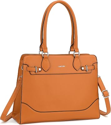 TANTOMI Structured Tote Bag for Women, Vegan Leather Satchel Handbag, Top Handle Shoulder Bag for Work with Pockets