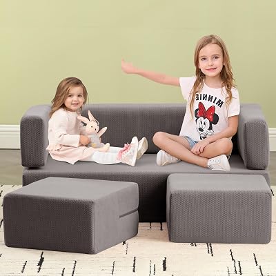 Modular Sofa – Flexible Modular Couch for Living Room, Bedroom or Lounge, Removable Cover Gray