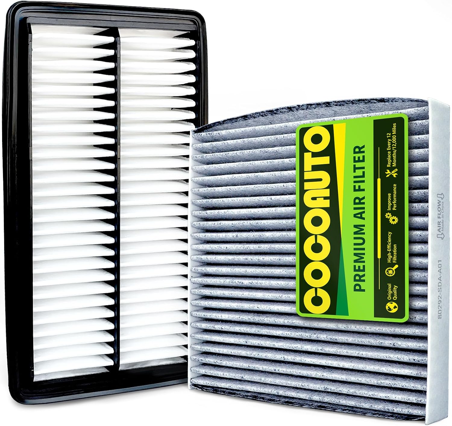 Engine Cabin Air Filter Kit for Honda Odyssey 2018-2025, Fits Acura TLX 2.0L 2021-2025, Replace CF11182, 80292-TF0-G01, 172205J6A10