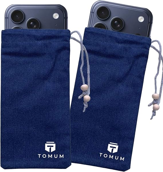TOMUM EMF Shield Sleeve for Cell Phone - EMF Protection Smartphone Pouch - Anti EMP Bag - Signal Reducing Case for Radiation EMP 5G RFID Blue 2 Pack
