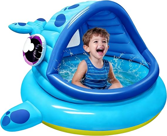 JOYIN Inflatable Shade Kiddie Pool,Whale Baby Pool Tent, Infant Swimming Pool for Kids (54" x 56" x 28"),Blow Up Toddler Pool for Swim Party Toys Summer Water Beach Fun