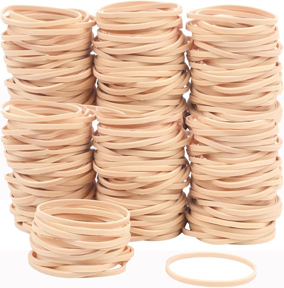Rubber Bands Beige 80mm x 3mm Net Weight 190g/about 200pcs | Elastic Rubber Band,for Office Home Supply File Folder