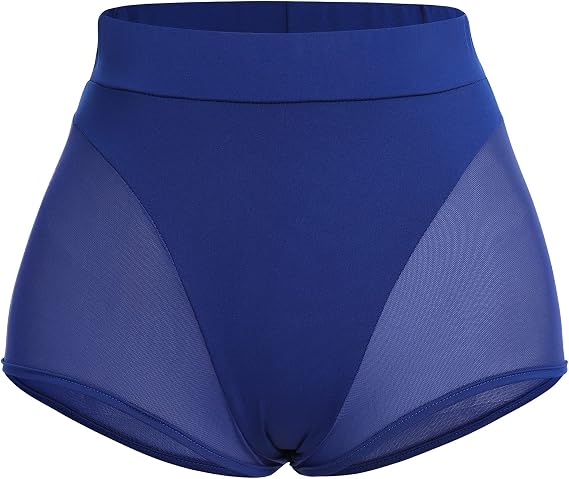 Women High Waist Mesh Tulle Spliced Activewear Yoga Shorts Dance Bottoms Rave Booty Shorts Mini Hot Pants