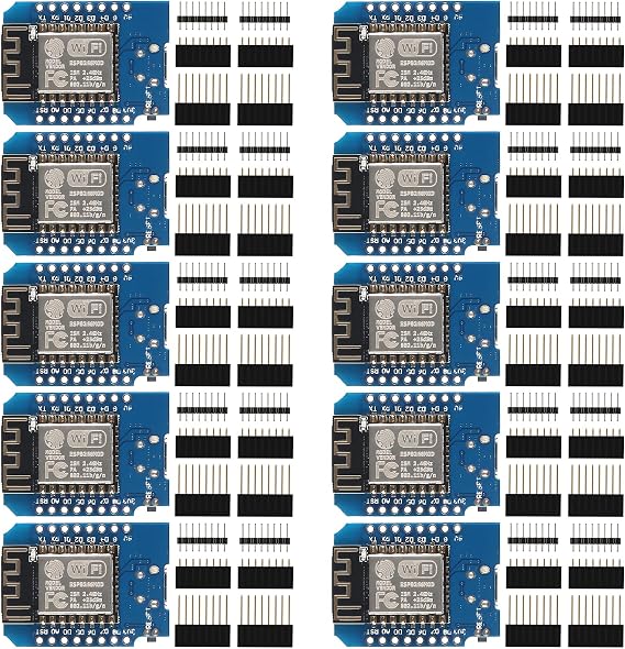 10pcs ESP8266 ESP-12F NODEMCU LUA Mini Wireless D1 Module Nodemcu Lua 4M Bytes WLAN WiFi Internet Development Board Compatible with WeMos D1 Mini Nodemcu Lua