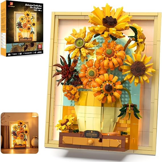 JMBricklayer Sunflower Building Set for Adults, Van Gogh Wall Art Crafts