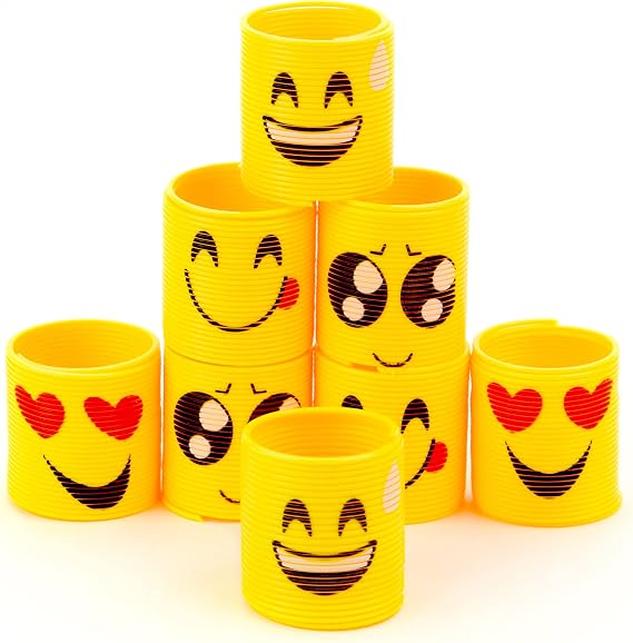 Entervending Coil Spring Toy Party Favors for Kids - Emoticon Coil Spring Assortment - Coil Bulk Toys 1.4 - 12 Pcs - Emoji Mini Toys - Mini Coil for Goody Bags