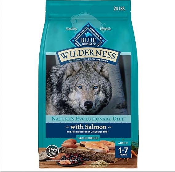 Blue Buffalo Wilderness Salmon & Grains Large Breed Dry Dog Food, 24 lb