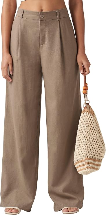 Willit Women's Linen Pants Wide Leg Work Dress Pants Casual Slacks Business Pants with Pockets