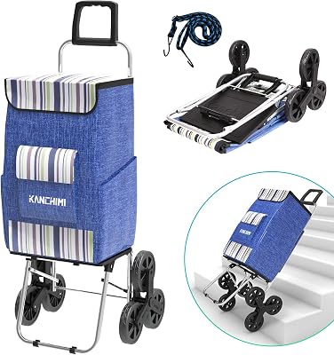 Kanchimi Shopping Cart,220LB Loading Capacity&360°Rotating Handle,Stair Climber Cart,Perfect Shopping Carts for Groceries