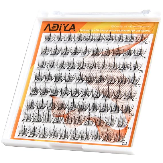 DIY Cluster Eyelash Extension C Curl 11-13mm Mix Length 80Pcs Reusable Wide Band 3D Volume Effect Individual Lashes For Self Grafting At Home