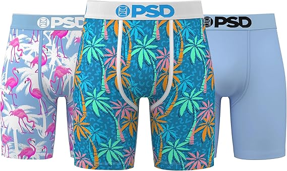 PSD Mens Underwear Tropical Graphic Print Boxer Briefs, Packs & Singles