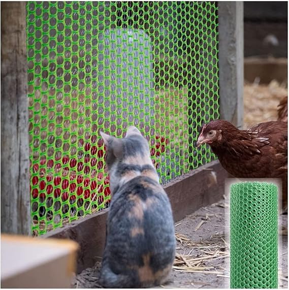 Wire Mesh Fence Mesh Animal Protection Outdoor Fence Garden Industrial Garden Chicken Wire Fence Temporary Barrier Net, Plastic Poultry Breeding Net/Hexagonal Netting for Botanical Garden Isolation Equipment Color: W 60cm/23.6in, Size: L 15m/49.2ft