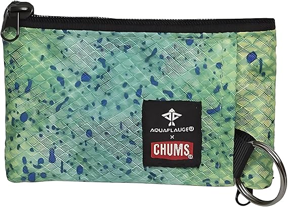 Chums Surfshorts Wallet - Lightweight Slim Wallet with RFID Blocking Card & Clear ID Window - Zippered, Water Resistant w/Key Ring
