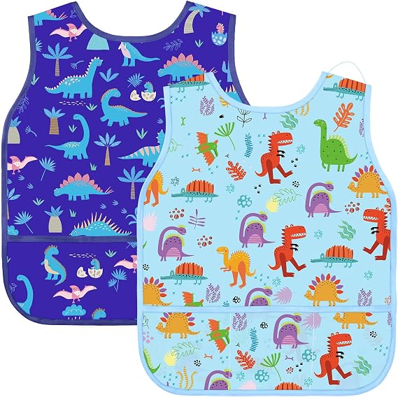 Kids Art Smock Sleeveless Painting Apron 3-8 Years | 3 Deep Pockets, Washable Waterproof Coverall for Painting, Crafts, Messy Play - Ideal for Boys Girls Classroom & Home