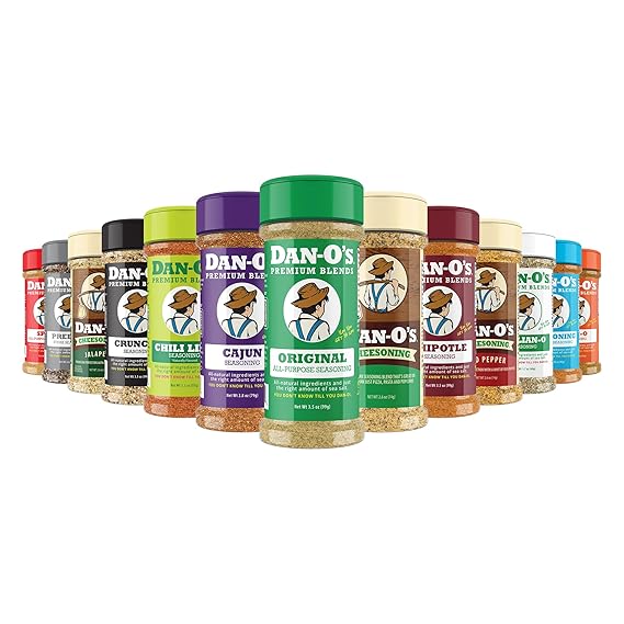 Dan-O's Seasoning 13 Small Bottle Combo - Original, Spicy, Chipotle, Crunchy, Cheesoning, Preem-O, SEA-soning, Tac-O, Jalapeno Cheesoning, Cajun, Italian-O, Red Pepper Cheesoning, and Chili Lime.