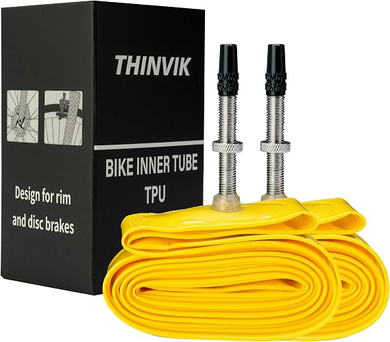 Thinvik TPU Inner Tube Upgraded Durability for Road Bike MTB Gravel Bicycle Tire 700cc x 18-32, 33-50c, 29'', 27.5'' Bicycle Tube 45MM 65MM 85MM Length of Presta Valve- 2 PCS (One Pair)