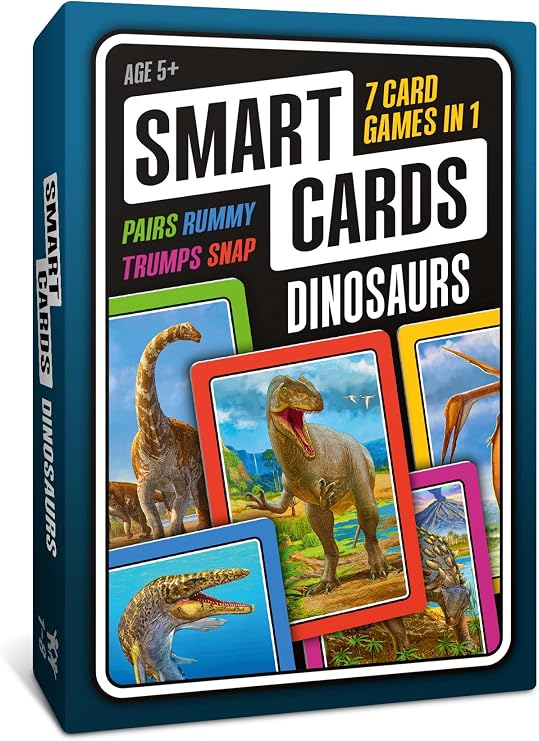 SMART CARDS DINOSAURS Card Game - Matching Pairs, Snap, Trumps, Rummy, Happy Families (7 Games To Play) | Travel Game, Gift, Stocking Stuffer | for Adults, Kids, Boys, Girls | Age 5+, 1-8 Players