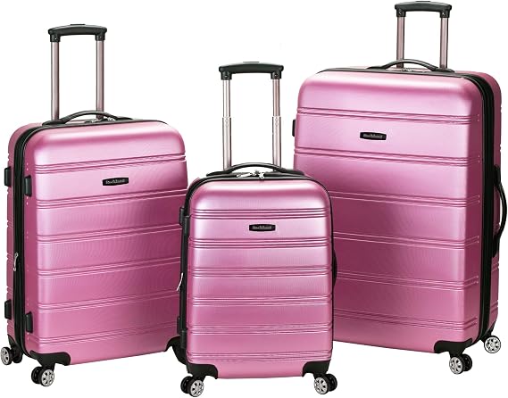 Rockland Melbourne Hardside 3 Piece Expandable Spinner Wheel Luggage Set, (20"/24"/28"), Pink