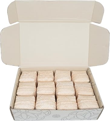 CCcollections Traditional Handmade Bamboo Sticky Rice Basket Sets, Authentic Thai Style Washable Serving Basket Perfect for Restaurants and Home Use 12 Set Square